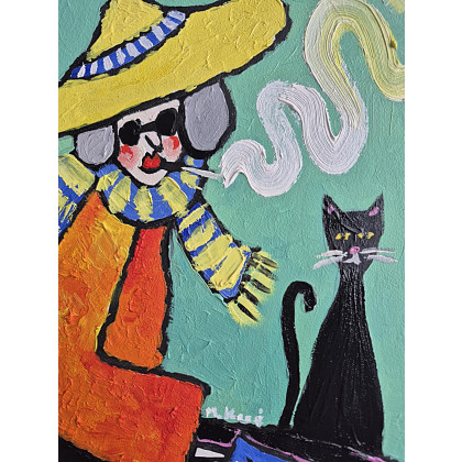 Marlena Kuć - obrazy olejne - Śniło mi się, że siedziałam z kotami foto #3