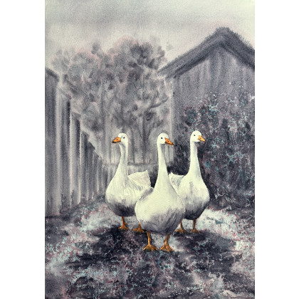 Wielka ucieczka 2  (40x50 cm), Krystyna Nowak, obrazy akwarela