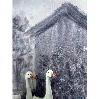 Krystyna Nowak - obrazy akwarela - Wielka ucieczka 2  (40x50 cm) foto #1