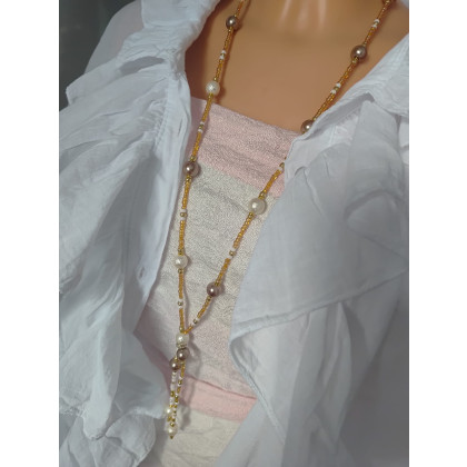 unikatart - korale,naszyjniki - Naszyjnik Perły Szklane Długie foto #1