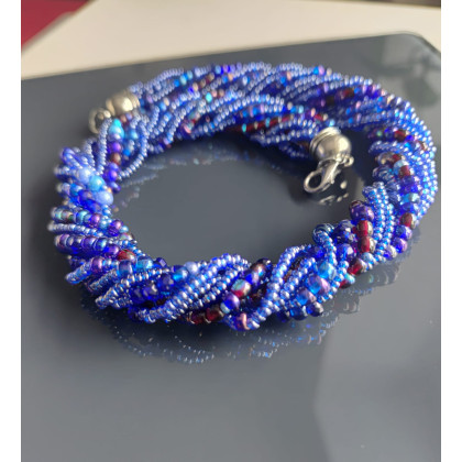 Naszyjnik Krótki Koraliki Niebieskie Mix, unikatart, korale,naszyjniki