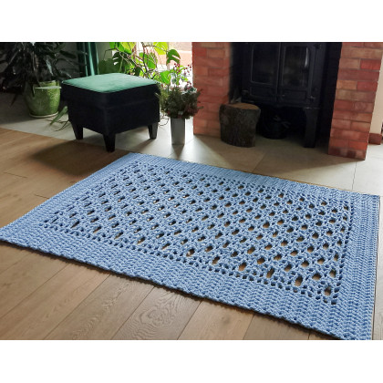 Dywan Simon Blue 160 x 110, sznurek bawełniany, Danuta Zgoł, na podłogę