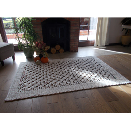 Duży Dywan Simon Ecru 200 x 140, sznurek bawełniany, Danuta Zgoł, na podłogę