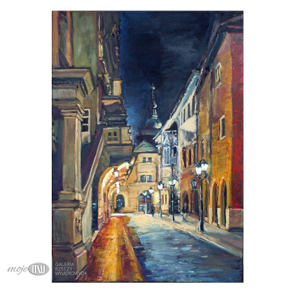 Praska ulica nocą, Moje MW, obrazy olejne