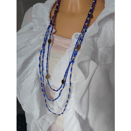 unikatart - korale,naszyjniki - Naszyjnik Kaskadowy Długi Szafirowy Hematyt foto #3