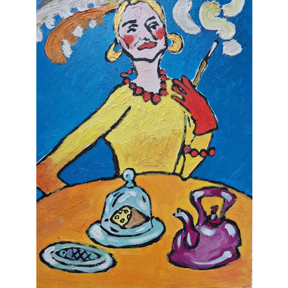 Marlena Kuć - obrazy olejne - Pióra nad głową, cisza na stole foto #2