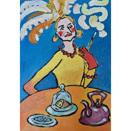 Marlena Kuć - obrazy olejne - Pióra nad głową, cisza na stole foto #4