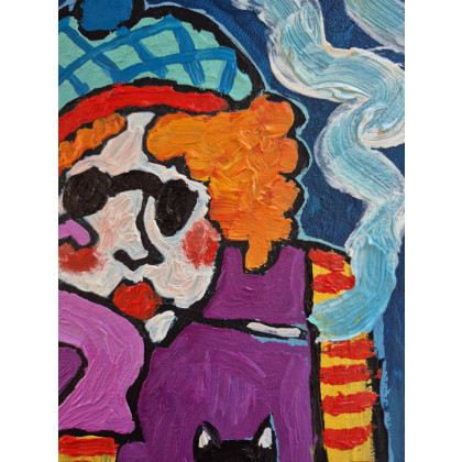 Marlena Kuć - obrazy olejne - noc siedzi przy stole foto #1