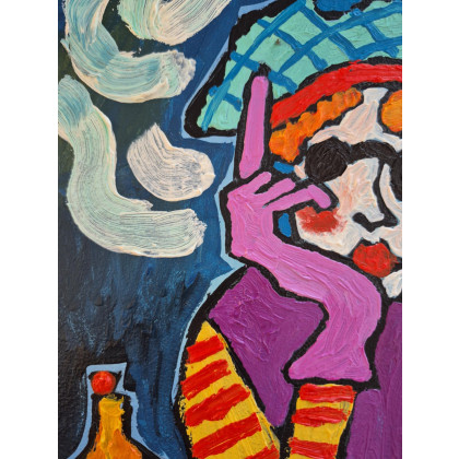 Marlena Kuć - obrazy olejne - noc siedzi przy stole foto #2