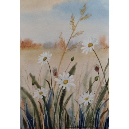 Akwarela Akwarelka Obraz pt. Łąka 4, Beata Rudecka, obrazy akwarela