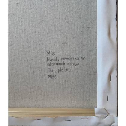 Myroslava Burlaka - obrazy olejne - Kwiaty powojnika w odcieniach indygo. foto #4