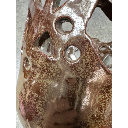 Krystyna Nowak - rzeźby - Ceramiczny ręcznie robiony wazon, a może świecznik z ażurami foto #4