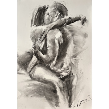 Razem 100x70, Studio.Sensual, rysunek węglem