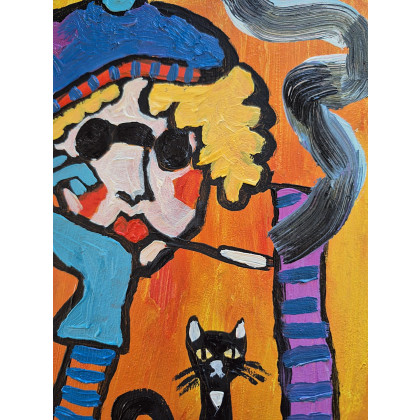 Marlena Kuć - obrazy olejne - czarny kot zna odpowiedź foto #4