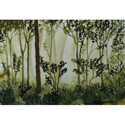 Beata Rudecka - obrazy akwarela - Akwarela Akwarelka Obraz pt. Pomiędzy drzewami foto #1