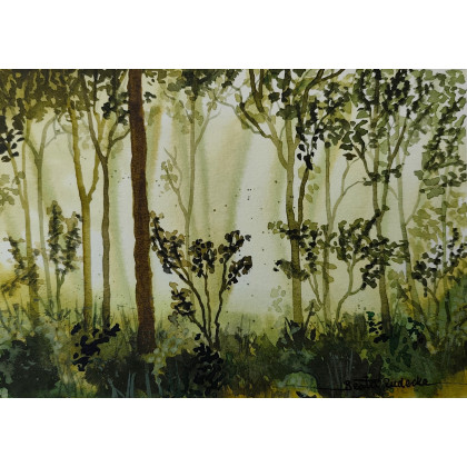 Beata Rudecka - obrazy akwarela - Akwarela Akwarelka Obraz pt. Pomiędzy drzewami foto #3