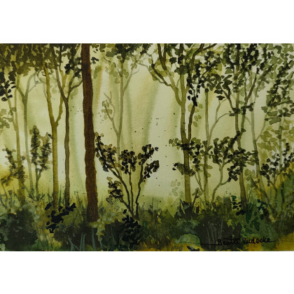 Beata Rudecka - obrazy akwarela - Akwarela Akwarelka Obraz pt. Pomiędzy drzewami foto #4