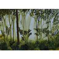 AKWARELA AKWARELKA OBRAZ PT. POMIĘDZY DRZEWAMI