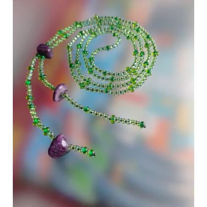 Naszyjnik Fioletowy Z Koralików, unikatart, korale,naszyjniki