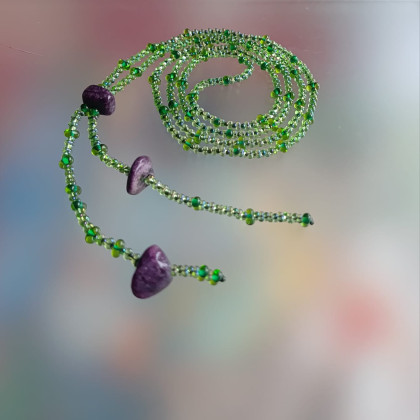 unikatart - korale,naszyjniki - Naszyjnik Fioletowy Z Koralików foto #1