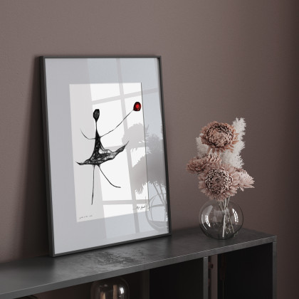 Maja Gajewska - grafika tech. mieszana - Oprawiona grafika - czerwony balonik (85) foto #3