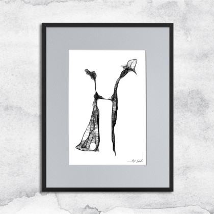 Oprawiona grafika - Młoda Para (44), Maja Gajewska, grafika tech. mieszana