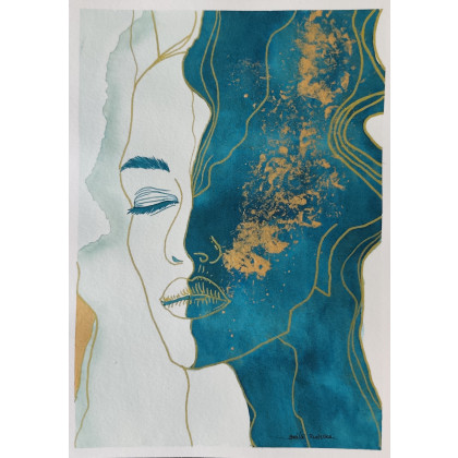 Beata Rudecka - obrazy akwarela - Akwarela Akwarelka Obraz pt: Złoty oddech. foto #1