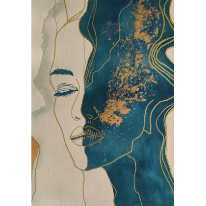 Beata Rudecka - obrazy akwarela - Akwarela Akwarelka Obraz pt: Złoty oddech. foto #3