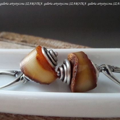 szarotka - kolczyki  - PANCAKES kolczyki z bursztynu  i srebra foto #1
