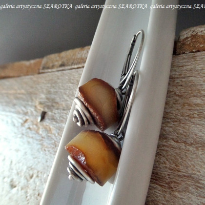 szarotka - kolczyki  - PANCAKES kolczyki z bursztynu  i srebra foto #2