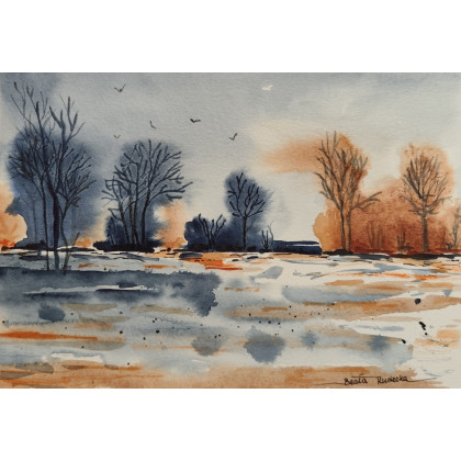 Beata Rudecka - obrazy akwarela - Akwarela Akwarelka Obraz pt. Zwiastun foto #1