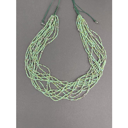 unikatart - korale,naszyjniki - Naszyjnik Krótki Trawertyn Zielone Toho Kryształki foto #1