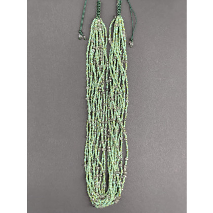 unikatart - korale,naszyjniki - Naszyjnik Krótki Trawertyn Zielone Toho Kryształki foto #2