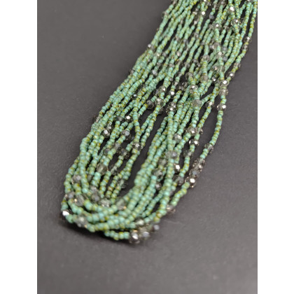 unikatart - korale,naszyjniki - Naszyjnik Krótki Trawertyn Zielone Toho Kryształki foto #3