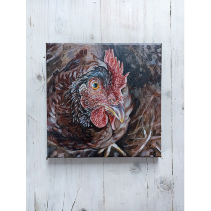 Joanna Podolska - obrazy akryl - Brązowa kura foto #2
