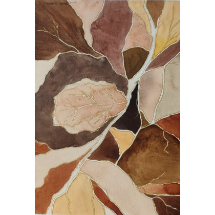 Beata Rudecka - obrazy akwarela - Akwarela Akwarelka Obraz pt: Ostatni Taniec Liści foto #1