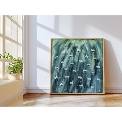 Akwarela 20x20cm. Białe kwiaty, Małgorzata Domańska ART, obrazy akwarela