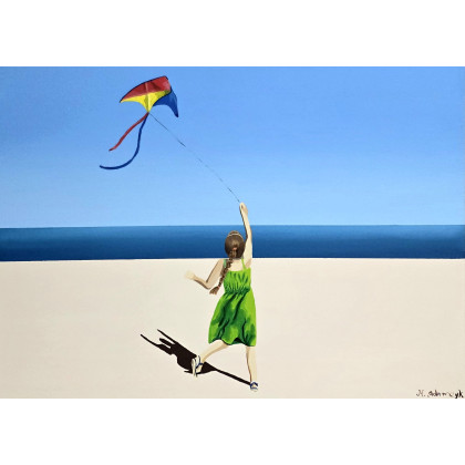 Dziewczynka w sandałach, Monika Adamczyk, obrazy akryl