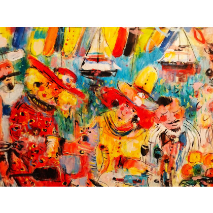 Dariusz Grajek - olej + akryl - Śniadanie wioślarzy.... foto #1