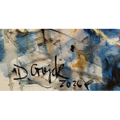 Dariusz Grajek - olej + akryl - Błękitny port z łodziami... foto #2