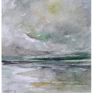 Morze -  akwarela formatu 15/15 cm
