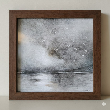 Paulina Lebida - obrazy akwarela - Morze -  akwarela formatu 20/20 cm foto #2