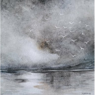 Morze -  akwarela formatu 20/20 cm