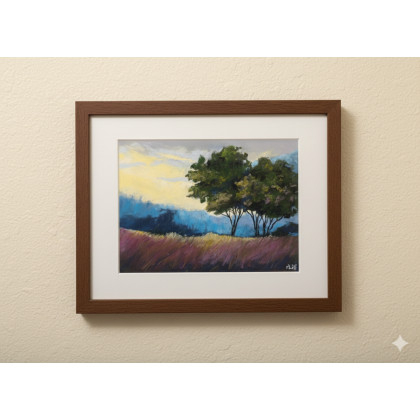 Pejzaż z drzewami-rysunek pastele, Paulina Lebida, pastele suche