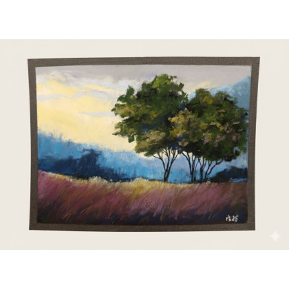 Paulina Lebida - pastele suche - Pejzaż z drzewami-rysunek pastele foto #1