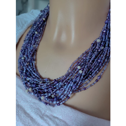 unikatart - korale,naszyjniki - Naszyjnik Fioletowy Z Koralików foto #1