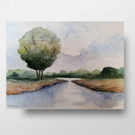 Pejzaż -  akwarela formatu 18/24 cm