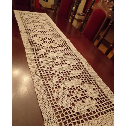 Danuta Zgoł - serwety, serwetki - Bieżnik romantyczny w kwiaty, beżowy foto #3