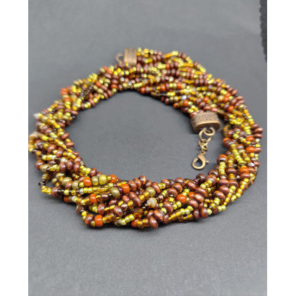 unikatart - korale,naszyjniki - Naszyjnik Z Koralików Szklanych I Drewnianych foto #1