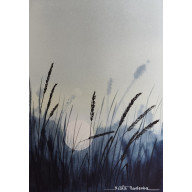 Oryginalna Akwarela Obraz pt: Atramentowy Horyzont